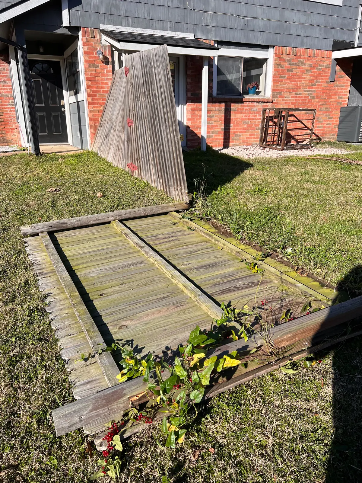 Old fence down — tear-out and haul-off is part of every job
